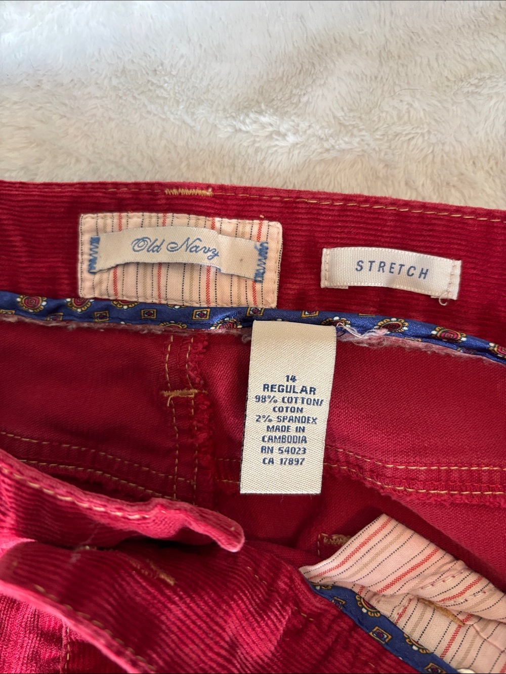 Old Navy Red Corduroy Pants 2005 Y2K vintage - Picture 2 of 10